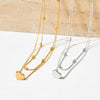 Wholesale Stainless Steel Clavicle Chain With Oval Beads And Double Layer Vacuum Electroplated Gold Rhombus Pattern For Women