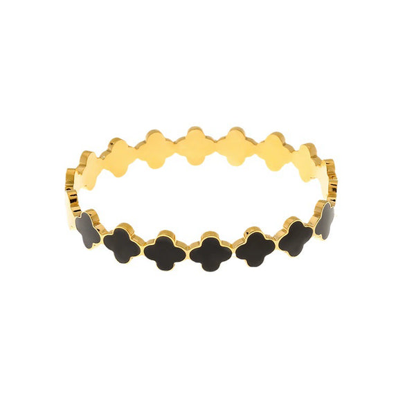 Wholesale Stainless Steel Clover Female Bracelet With Enamel And Electroplating Craft