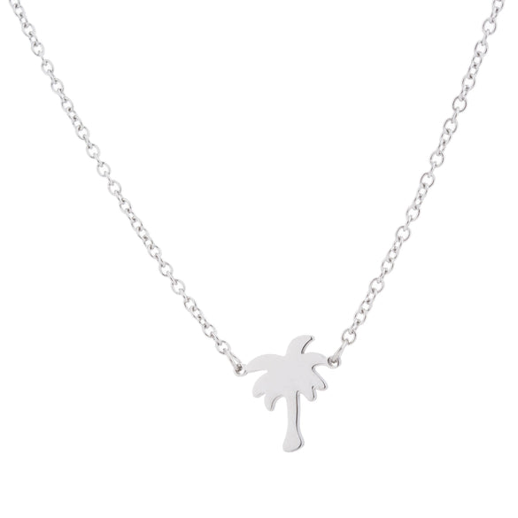 Wholesale Stainless Steel Coconut Tree Pendant Clavicle Chain With Leaf Pattern Simple Style For Women