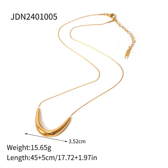 Wholesale Stainless Steel Cold Style Smile Pendant Necklace With Snake Bone Chain And Electroplating
