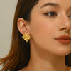 Wholesale Stainless Steel Cold Style Stamped Geometric Pleated Earrings For Women
