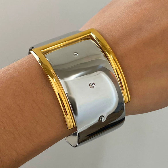 Wholesale Stainless Steel Color Matching Bracelet With Geometric Style And Electroplating Treatment