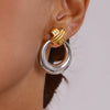 Wholesale Stainless Steel Color Matching Circular Earrings With Geometric Style And Electroplating For Women