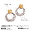 Wholesale Stainless Steel Color Matching Circular Earrings With Geometric Style And Electroplating For Women
