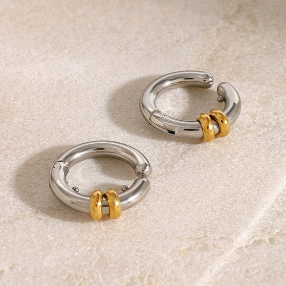 Wholesale Stainless Steel Color Matching Ear Bone Clip Earrings For Women With Geometric Design And Electroplating Treatment