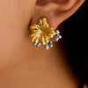 Wholesale Stainless Steel Color Matching Flower Geometric Earrings With Electroplating Light Luxury High End Non Fading Women's Earrings