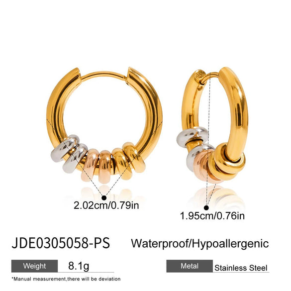Wholesale Stainless Steel Color Matching Geometric Circle Earrings For Women Electroplated