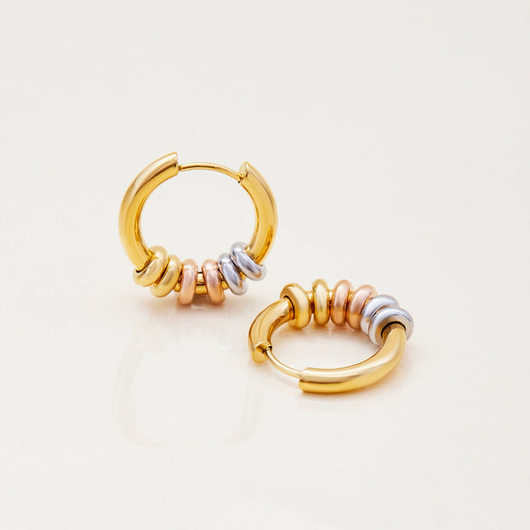 Wholesale Stainless Steel Color Matching Geometric Circle Earrings For Women Electroplated