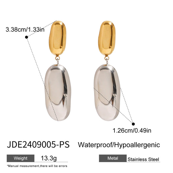 Wholesale Stainless Steel Color Matching Round Earrings With Geometric Style And Electroplating For Women