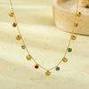 Wholesale Stainless Steel Colored Zircon Shell Pendant Necklace Electroplated Fashion Style For Women