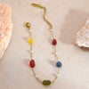 Wholesale Stainless Steel Colorful Bead Necklace And Bracelet Set 18K Gold Plated With Round Pearl Design For Women