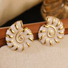 Wholesale Stainless Steel Conch Earrings For Women Retro Style With Enamel Filling And Gold Plating Geometric Design