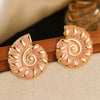 Wholesale Stainless Steel Conch Earrings For Women Retro Style With Enamel Filling And Gold Plating Geometric Design