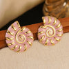 Wholesale Stainless Steel Conch Earrings For Women Retro Style With Enamel Filling And Gold Plating Geometric Design