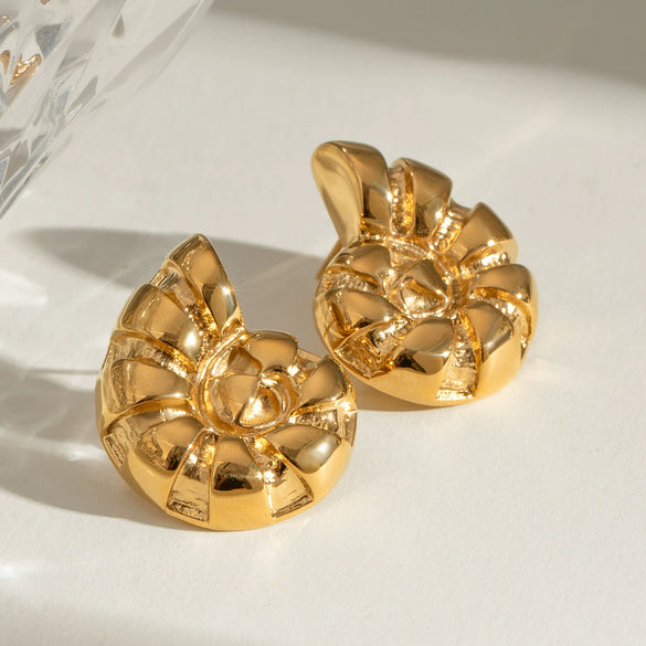 Wholesale Stainless Steel Conch Earrings Natural Style Geometric Pattern Electroplated For Women
