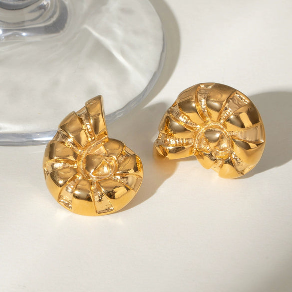 Wholesale Stainless Steel Conch Earrings Natural Style Geometric Pattern Electroplated For Women