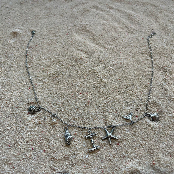 Wholesale Stainless Steel Conch Shell Pendant Necklace With O Shaped Chain And Letter Pattern Electroplated