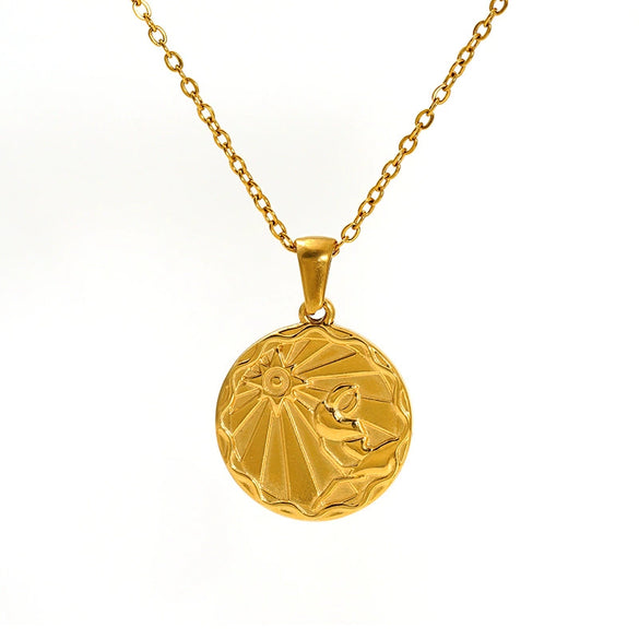 Wholesale 316L Stainless Steel Constellation Pendant Necklace With Electroplating And Cross Chain