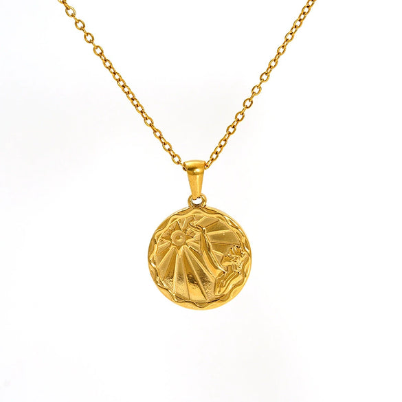 Wholesale 316L Stainless Steel Constellation Pendant Necklace With Electroplating And Cross Chain