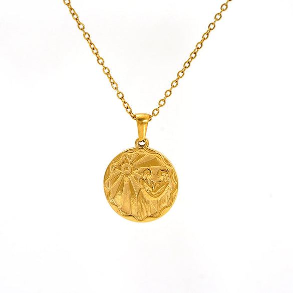 Wholesale 316L Stainless Steel Constellation Pendant Necklace With Electroplating And Cross Chain