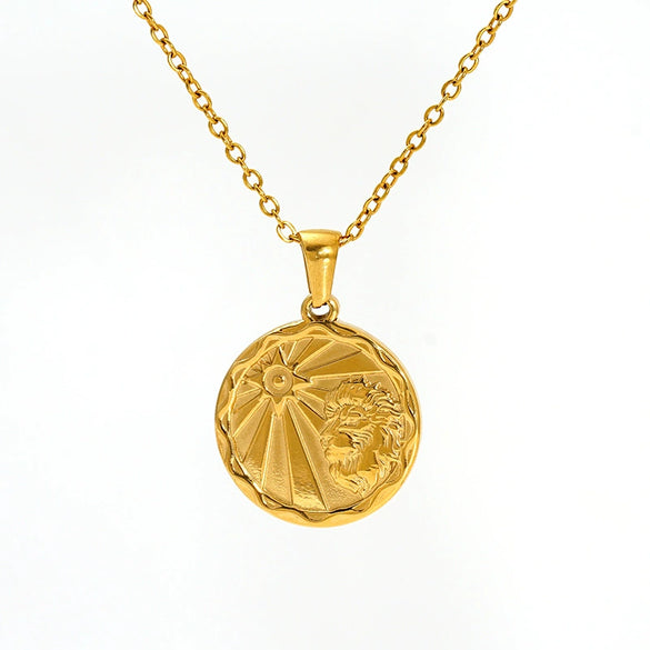 Wholesale 316L Stainless Steel Constellation Pendant Necklace With Electroplating And Cross Chain