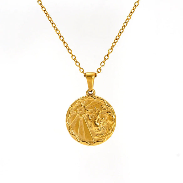 Wholesale 316L Stainless Steel Constellation Pendant Necklace With Electroplating And Cross Chain