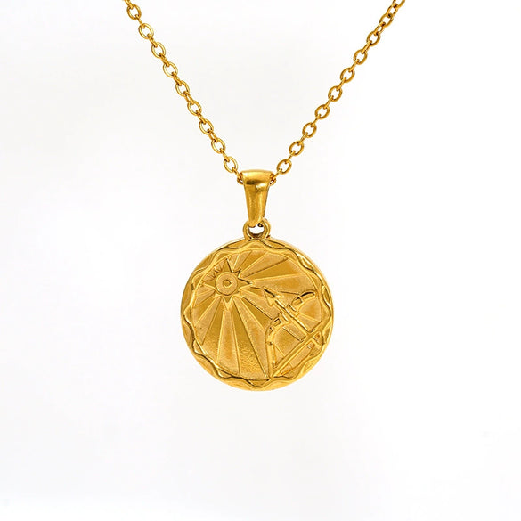 Wholesale 316L Stainless Steel Constellation Pendant Necklace With Electroplating And Cross Chain