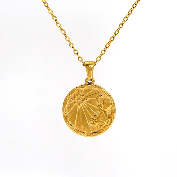 Wholesale 316L Stainless Steel Constellation Pendant Necklace With Electroplating And Cross Chain