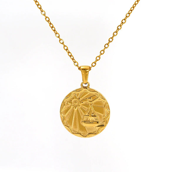 Wholesale 316L Stainless Steel Constellation Pendant Necklace With Electroplating And Cross Chain