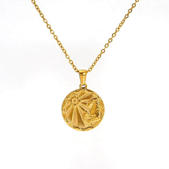 Wholesale 316L Stainless Steel Constellation Pendant Necklace With Electroplating And Cross Chain