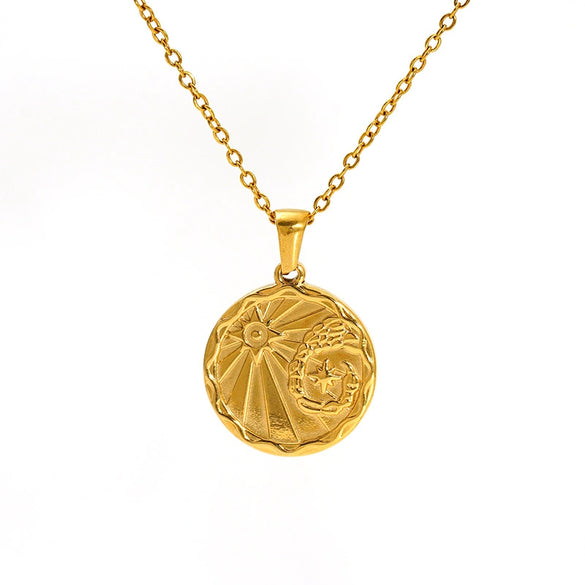 Wholesale 316L Stainless Steel Constellation Pendant Necklace With Electroplating And Cross Chain