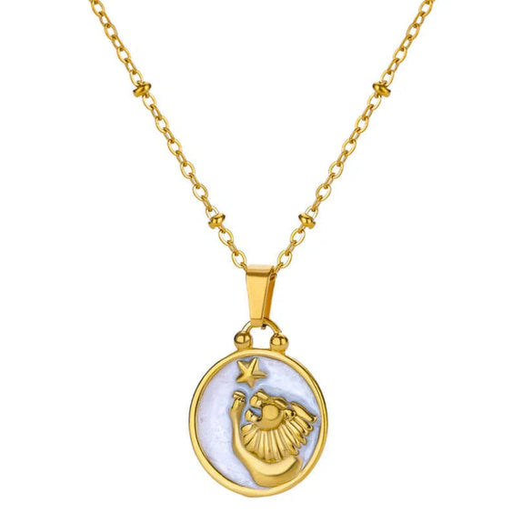 Wholesale Stainless Steel Constellation Pendant Necklace With Regular Chain Electroplated Unisex Style