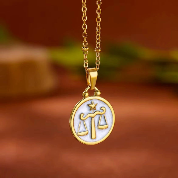 Wholesale Stainless Steel Constellation Pendant Necklace With Regular Chain Electroplated Unisex Style