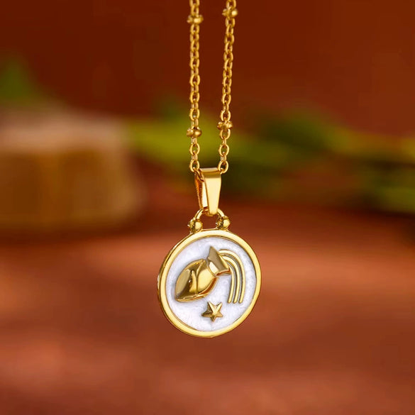 Wholesale Stainless Steel Constellation Pendant Necklace With Regular Chain Electroplated Unisex Style
