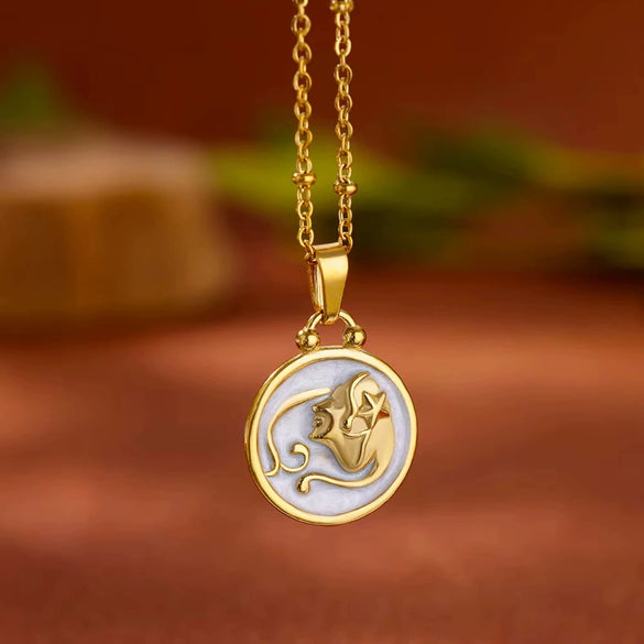 Wholesale Stainless Steel Constellation Pendant Necklace With Regular Chain Electroplated Unisex Style