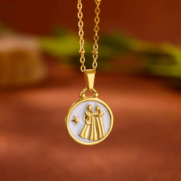 Wholesale Stainless Steel Constellation Pendant Necklace With Regular Chain Electroplated Unisex Style