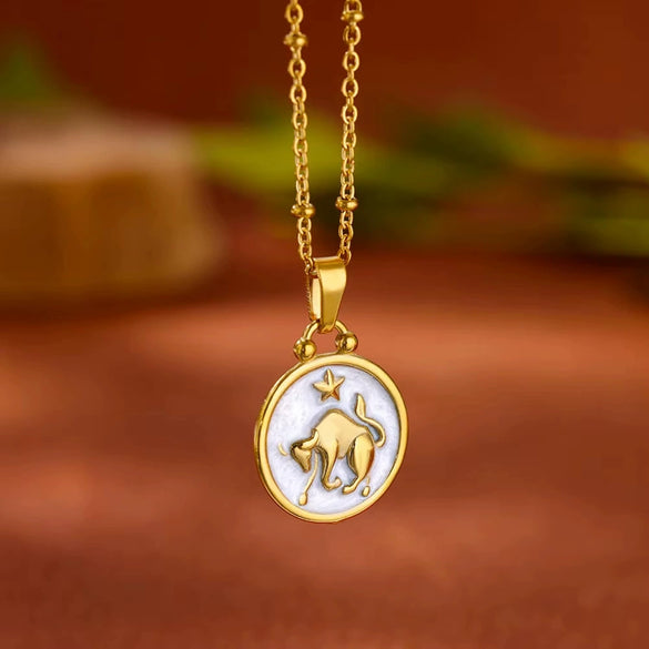 Wholesale Stainless Steel Constellation Pendant Necklace With Regular Chain Electroplated Unisex Style