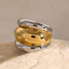 Wholesale Stainless Steel Contrast Color Geometric Ring With Electroplating For Women Advanced Sense Niche Hand Jewelry