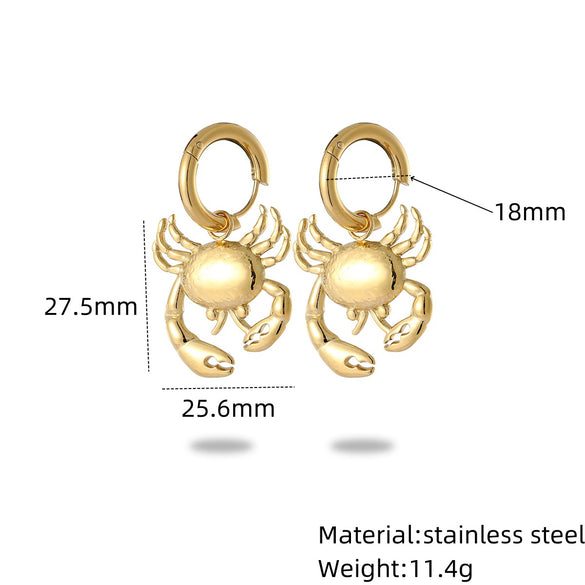 Wholesale Stainless Steel Crab Earrings Pendant Combination Set Women's Fashion Electroplated Jewelry
