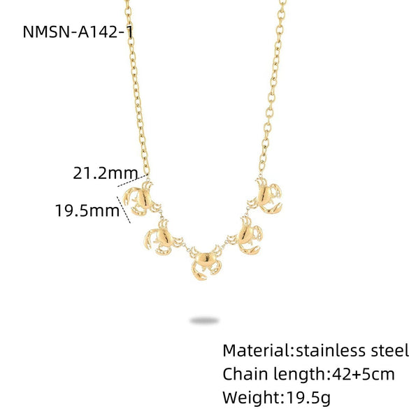 Wholesale Stainless Steel Crab Earrings Pendant Combination Set Women's Fashion Electroplated Jewelry