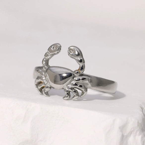 Wholesale Stainless Steel Crab Ring With Open Creative Design And Electroplating Treatment Unisex