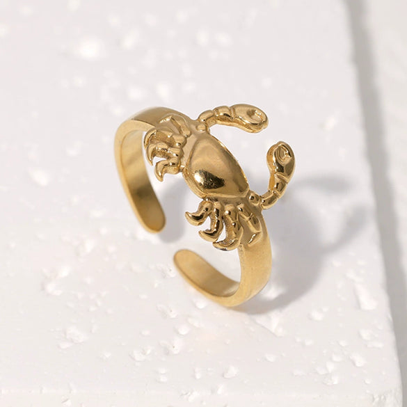 Wholesale Stainless Steel Crab Ring With Open Creative Design And Electroplating Treatment Unisex