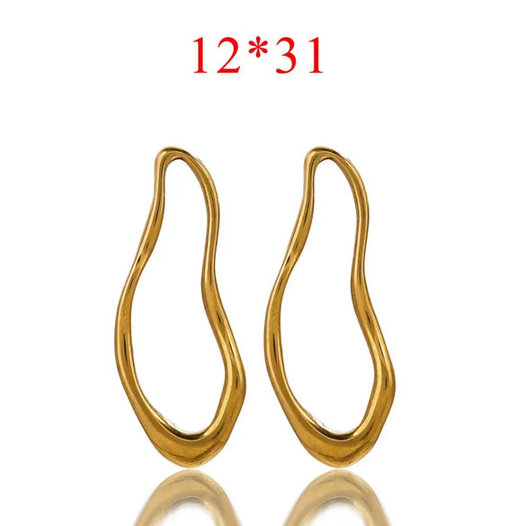 Wholesale Stainless Steel Creative Oval Geometric Twisted Hydraulic Earrings Jewelry Accessories