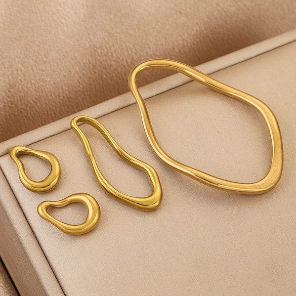 Wholesale Stainless Steel Creative Oval Geometric Twisted Hydraulic Earrings Jewelry Accessories
