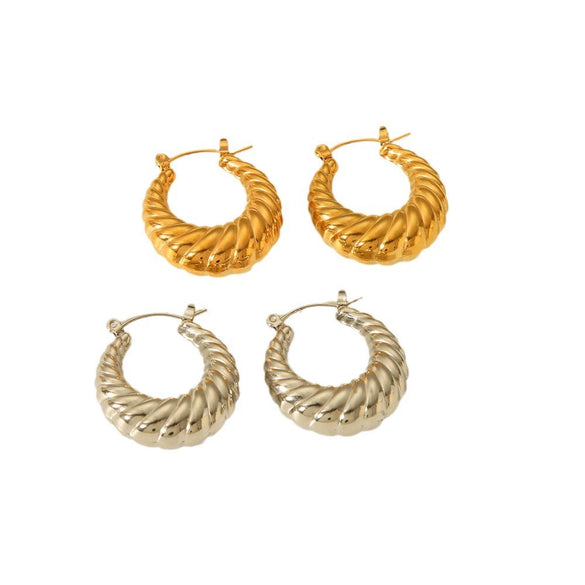 Wholesale Stainless Steel Croissant Earrings With Geometric Pattern And Electroplating Treatment