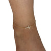 Wholesale Stainless Steel Cross Anklet With Gold Plated Artificial Gemstones And Semi Precious Stones Inlaid Fashionable And Simple Design