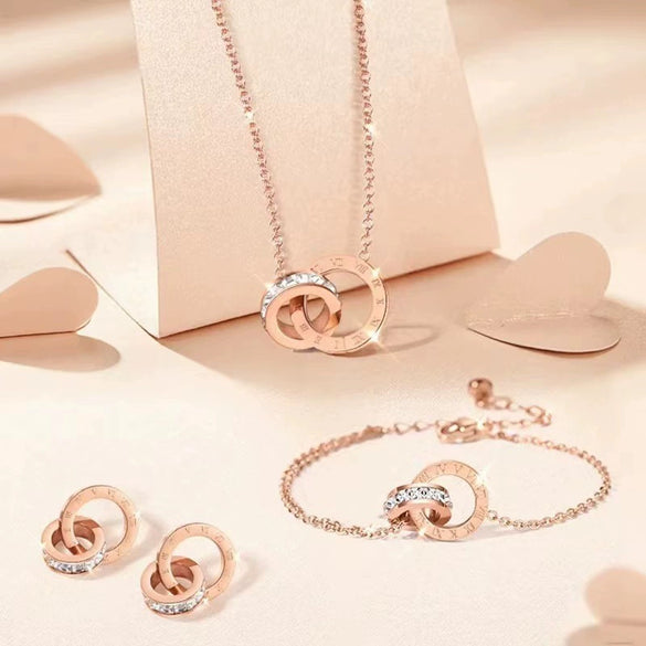 Wholesale Stainless Steel Cross Crown Roman Numeral Electroplated Jewelry Set For Women Including Necklaces Earrings And Bracelets