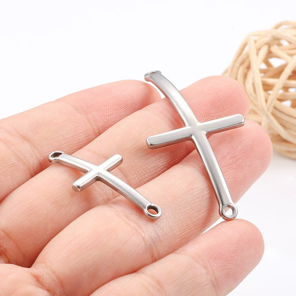 Wholesale Stainless Steel Cross Double Hole Connector Diy Bracelet Necklace Accessories With Electrolysis Process And Original Design