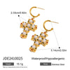 Wholesale Stainless Steel Cross Earrings With Colored Diamonds Geometric Style Electroplated For Women