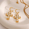 Wholesale Stainless Steel Cross Earrings With Colored Diamonds Geometric Style Electroplated For Women